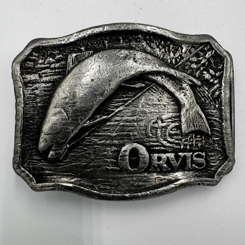 Vintage 1975 Orvis James Lind Wyoming Studio Art Works‎ Trout Fish Belt Buckle